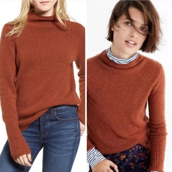 Madewell Inland Turtleneck Sweater in Coziest Yarn Afterglow Rust XXS - Picture 1 of 12